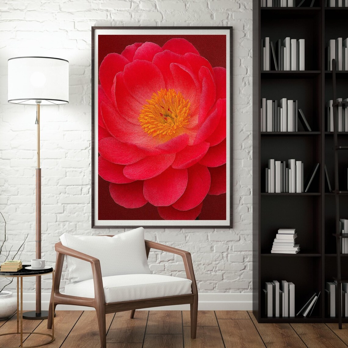 Blurry Vintage Style Peony Wall Art Botanical Flower Print Floral Bold Bloom Poster Minimalist
