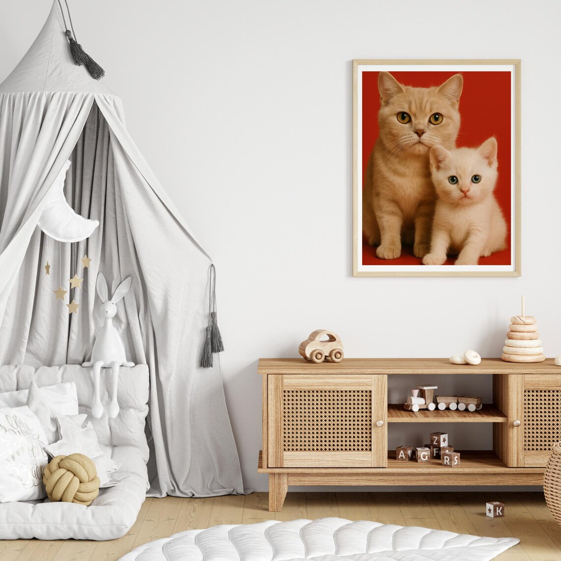 Cute Cat Poster Print, Kids Room Nursery Decor