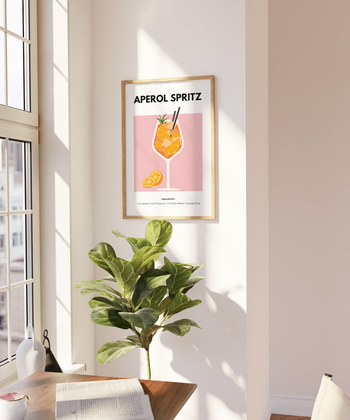 Aperol Spritz Retro Cocktail Print, Bar Cart Decor - Image 3