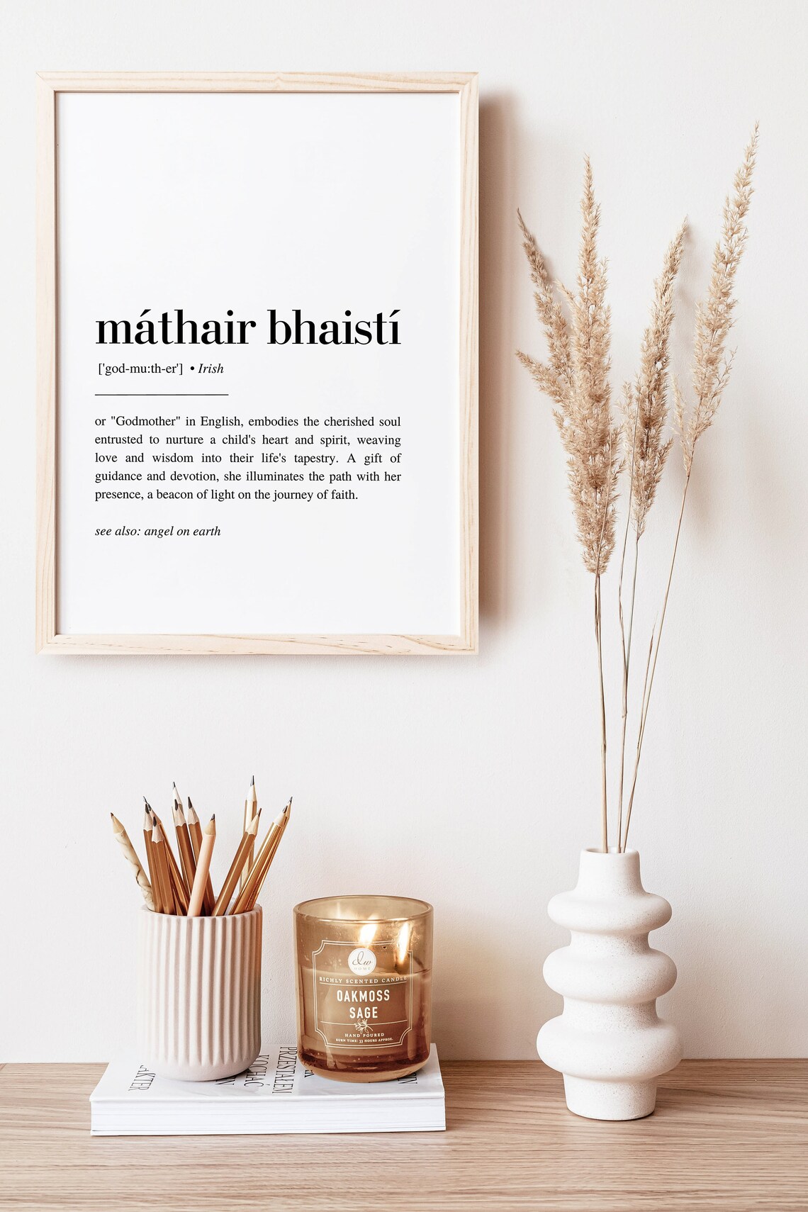 Mthair Bhaist Irish Definition Art Print, Godmother Gift - Image 4