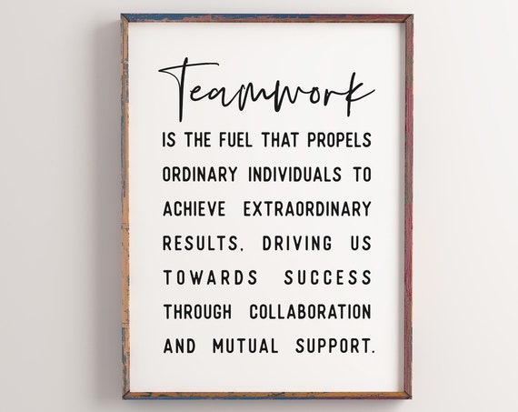 Teamwork Quotes Motivational Office Art Print
