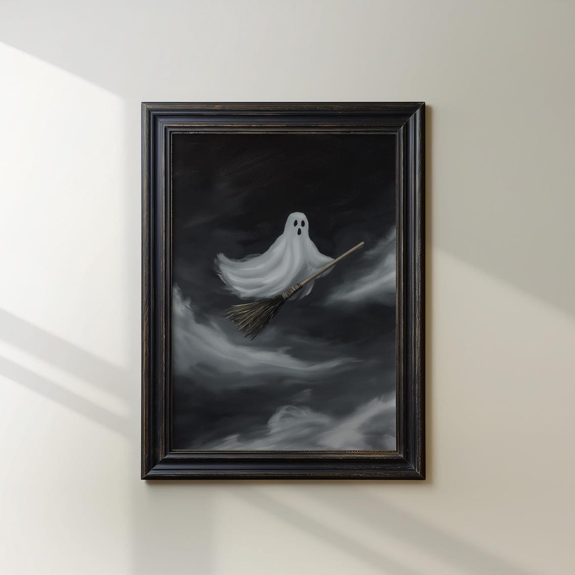 Flying On A Broomstick Art Print Spooky Halloween Decor Unique And Creepy Wall For The Haunted Season
