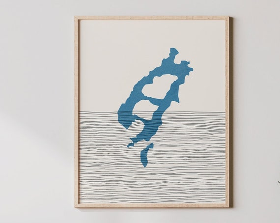 Lake Placid Map Art Print Cottage Wall And Decor Lakehouse Boho Minimalist Poster