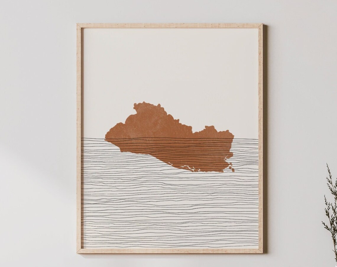 El Salvador Boho Travel Poster Map Silhouette