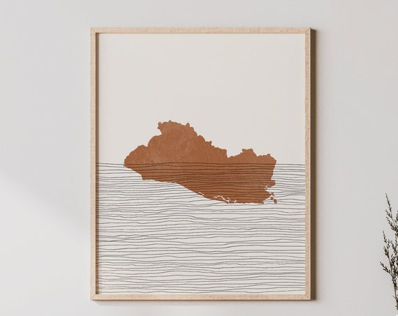 El Salvador Boho Travel Poster Map Silhouette
