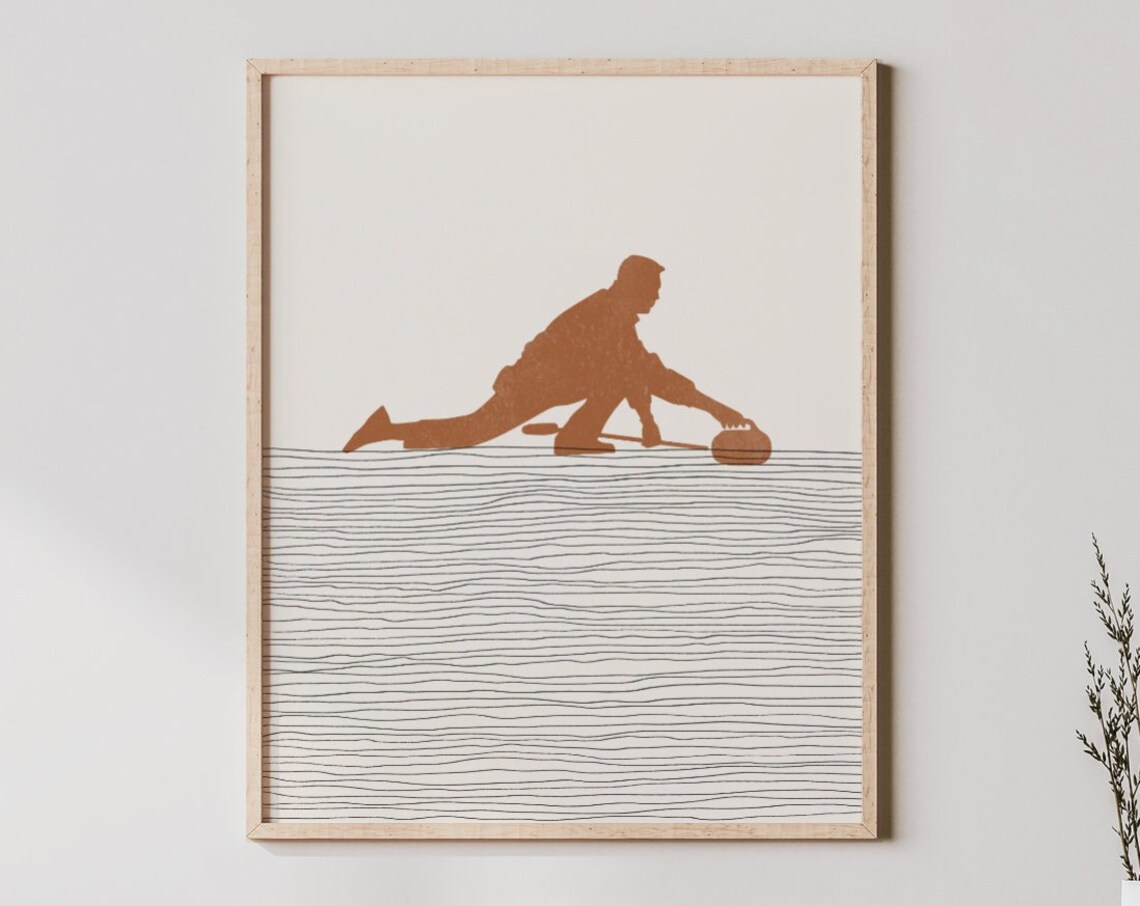 Boho Curling Minimalist Curler Poster Print