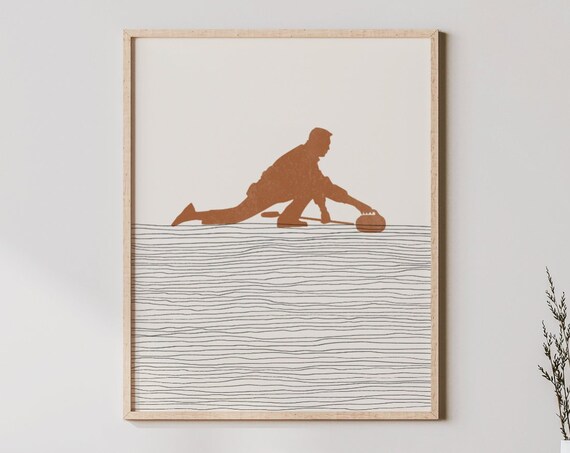 Boho Curling Minimalist Curler Poster Print