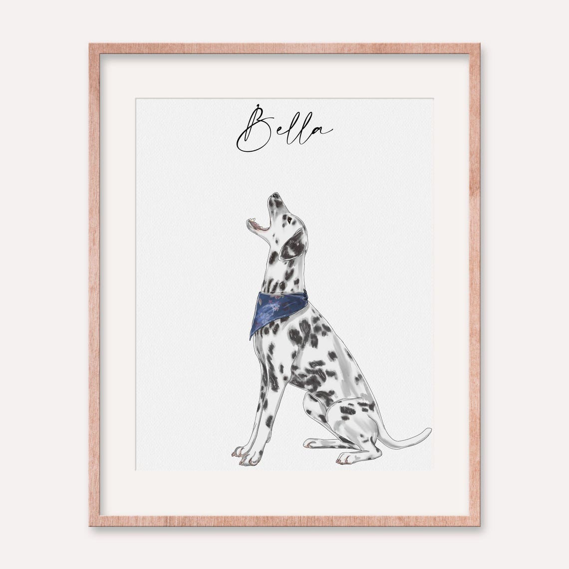 Bella Dalmatian Dog Custom Watercolor Portrait Print Gift for Her