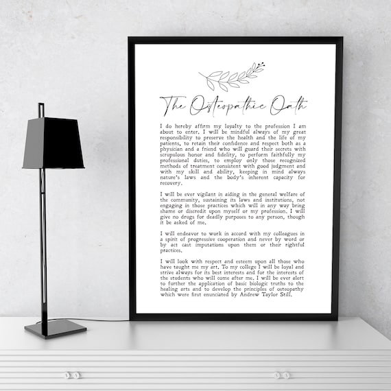 The Osteopathic Oath, Minimalist Healthcare Art Print