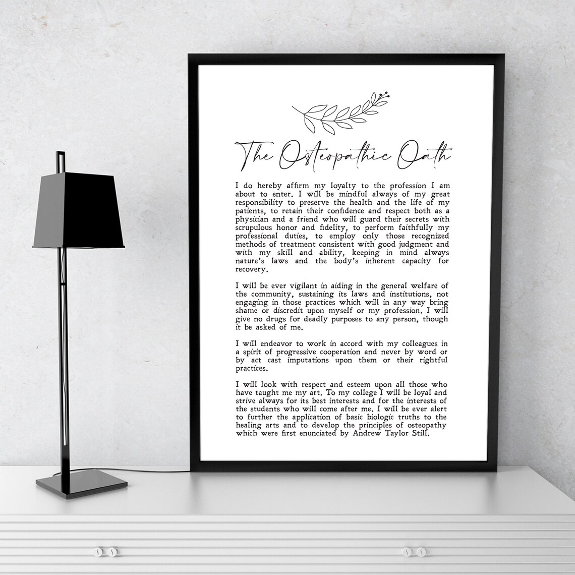 The Osteopathic Oath, Minimalist Healthcare Art Print