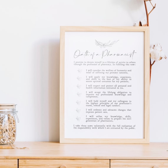 Oath Of A Pharmacist Minimalist Wall Art Print