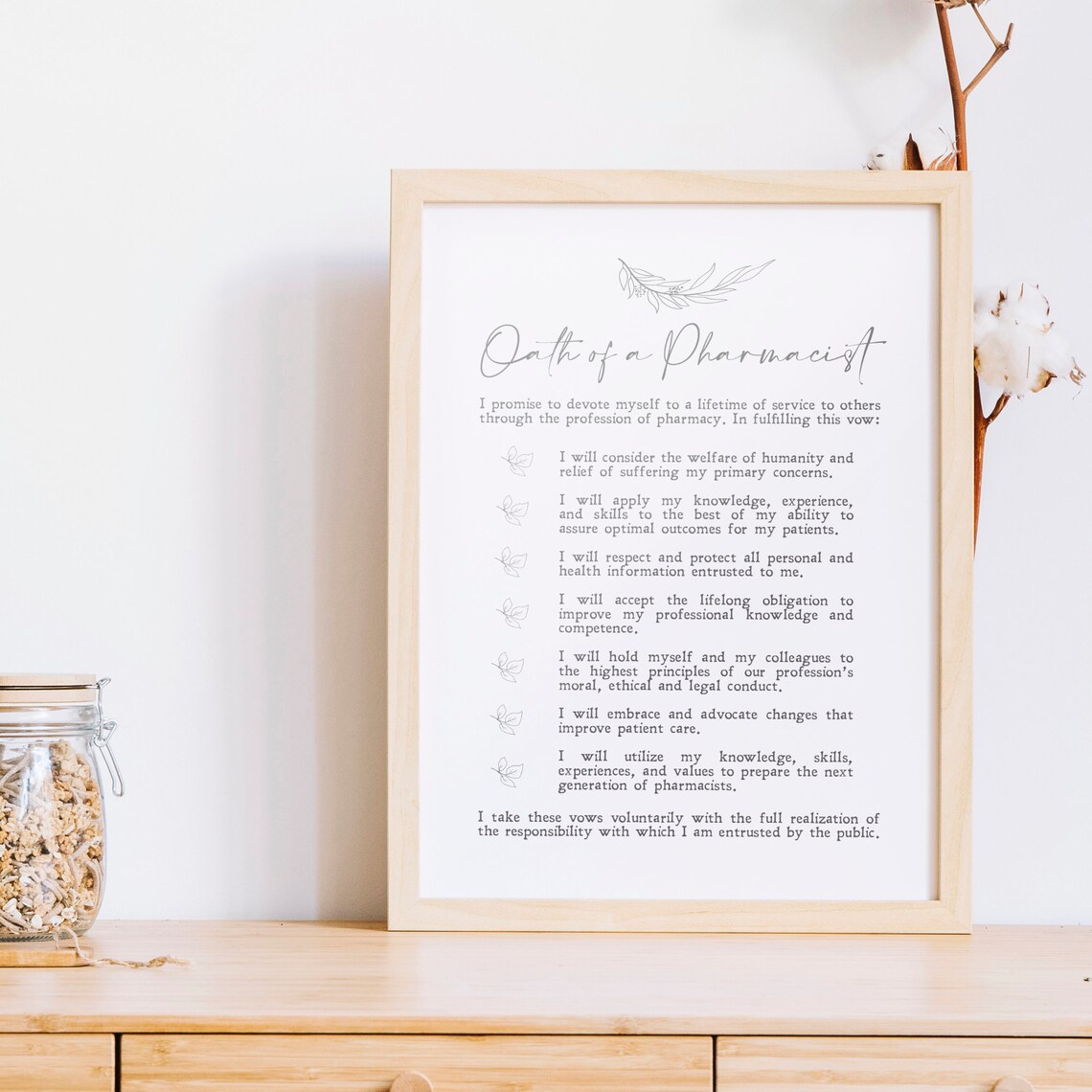 Oath Of A Pharmacist Minimalist Wall Art Print