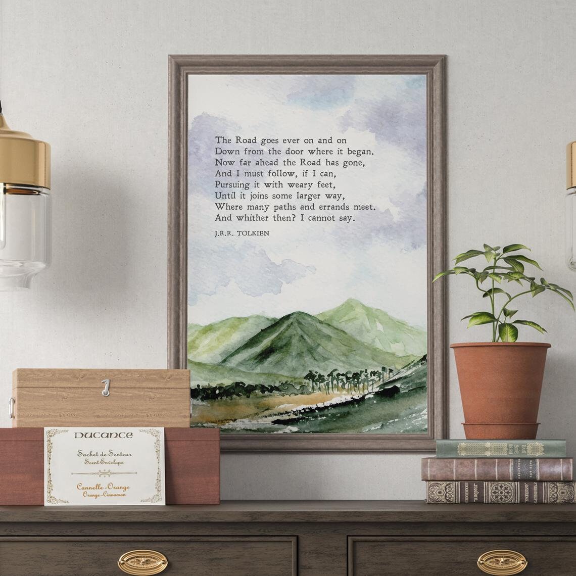 Tolkien's The Road Goes Ever On Quote Art Print