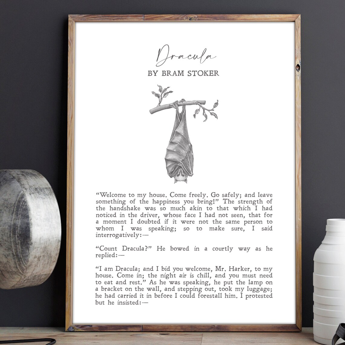 Dracula Bram Stoker Quote Print, Minimalist Horror