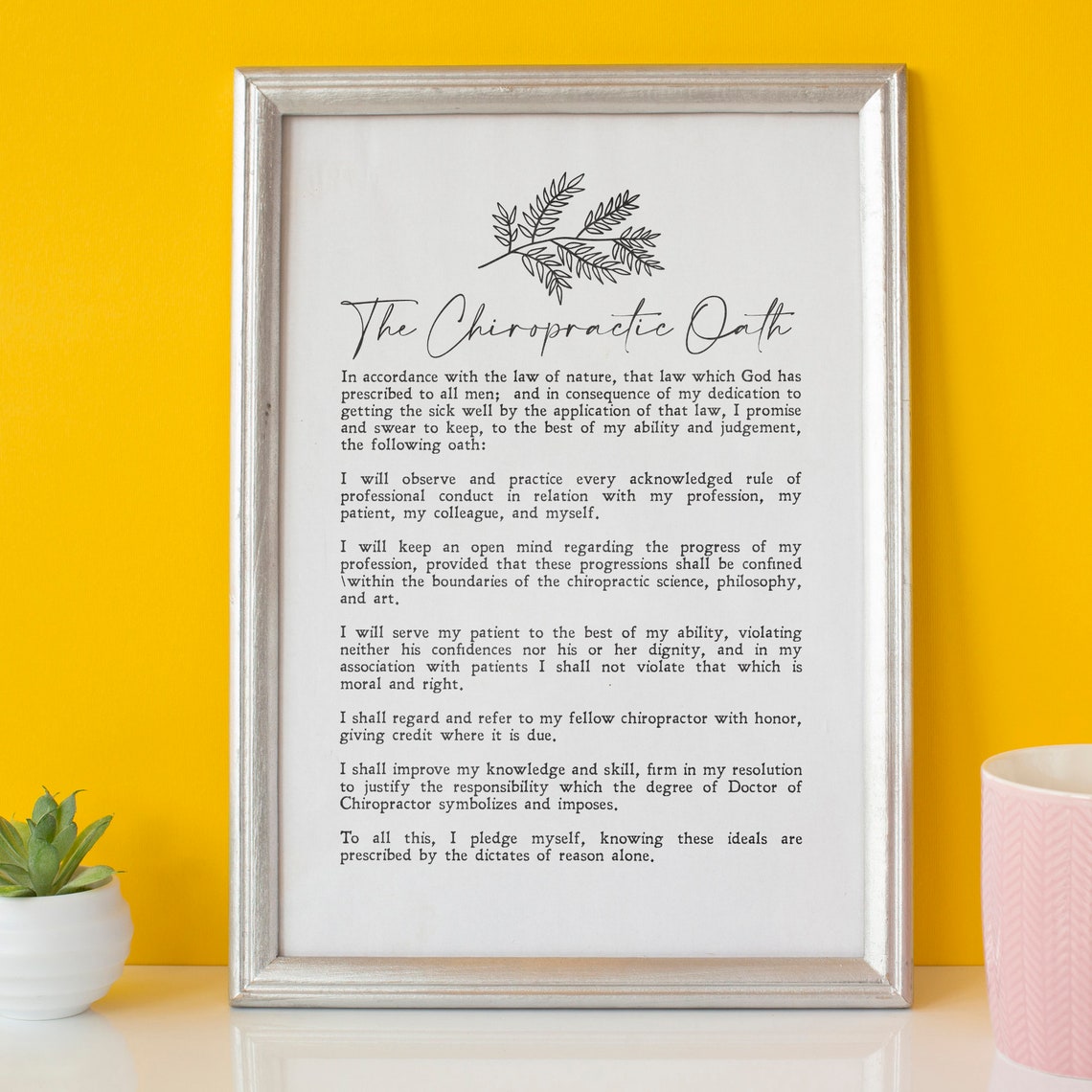 The Chiropractic Oath Healthcare Professional Botanical Print Poster - Image 3