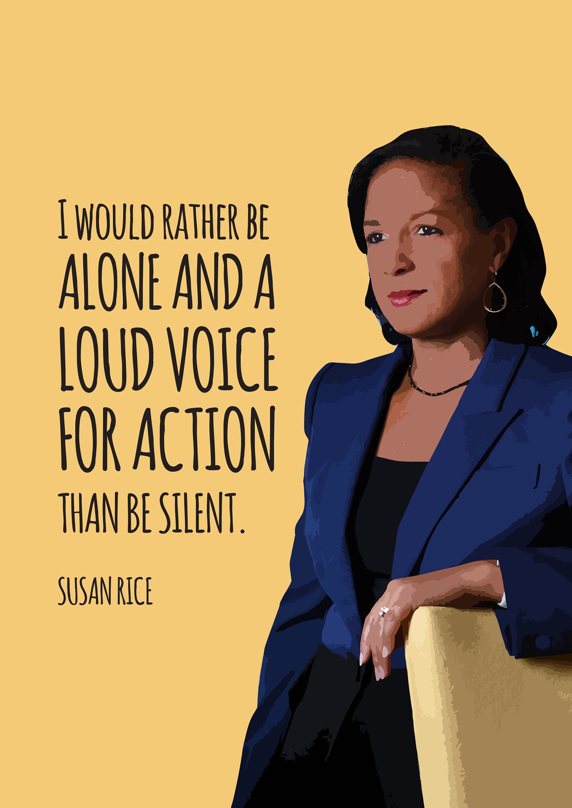 Susan Rice Loud Voice For Action Quote Gold Portrait Feminist Poster - Image 2