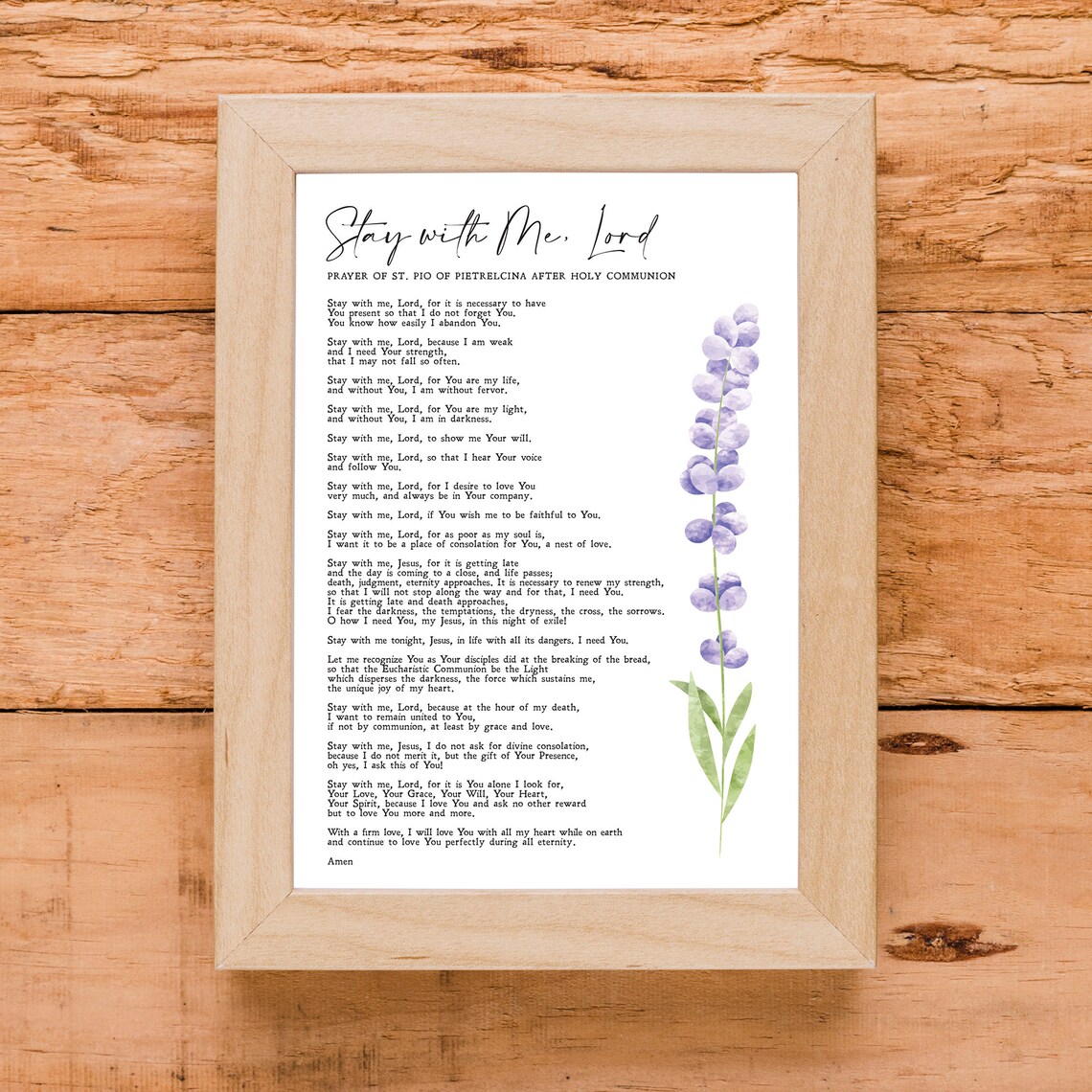Padre Pio Prayer, Stay With Me Lord Religious Print - Image 2