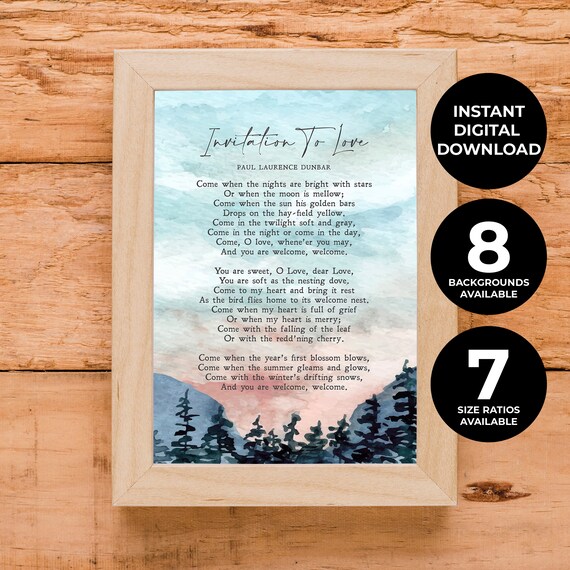 Paul Laurence Dunbar Invitation To Love Poem Watercolor Print