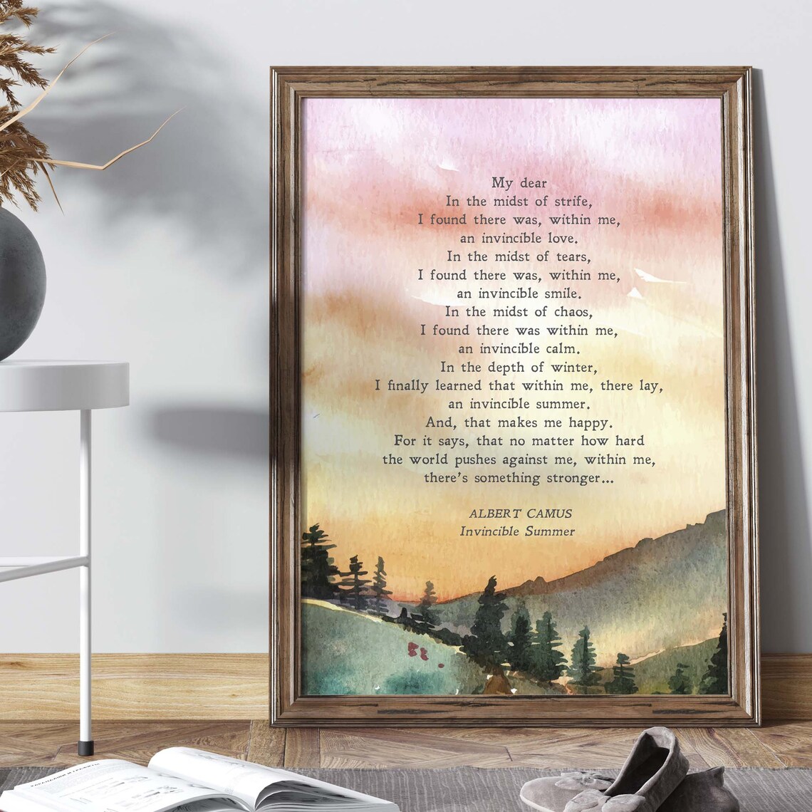 Invincible Summer, Albert Camus Minimalist Quote Print - Image 2