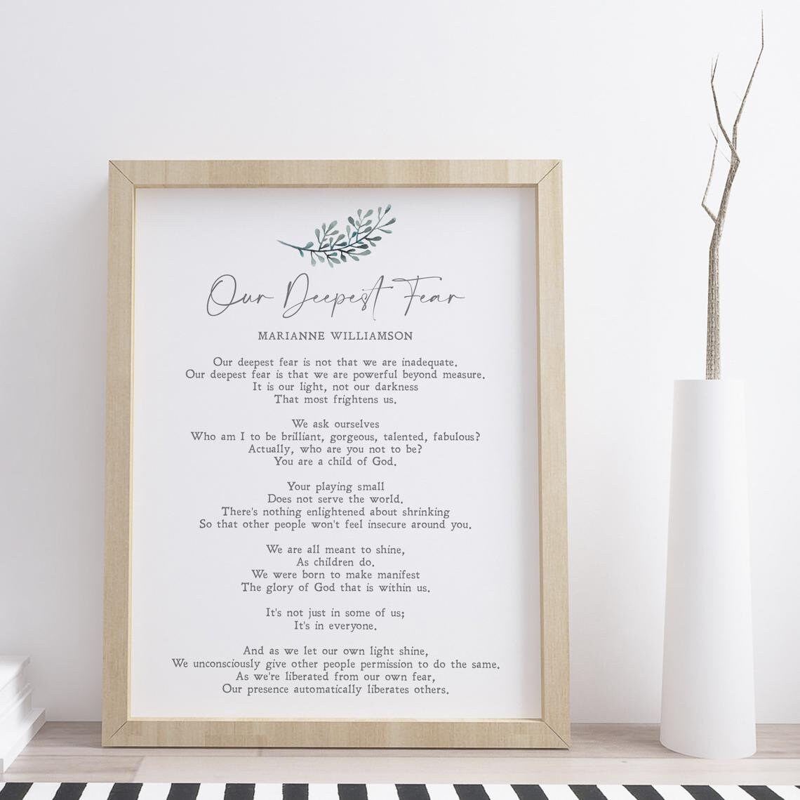 Our Deepest Fear by Marianne Williamson, Art Print - Image 3