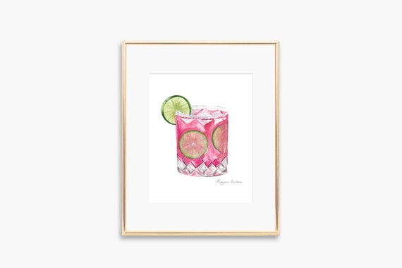 Prickly Pear Margarita Watercolor Art Print