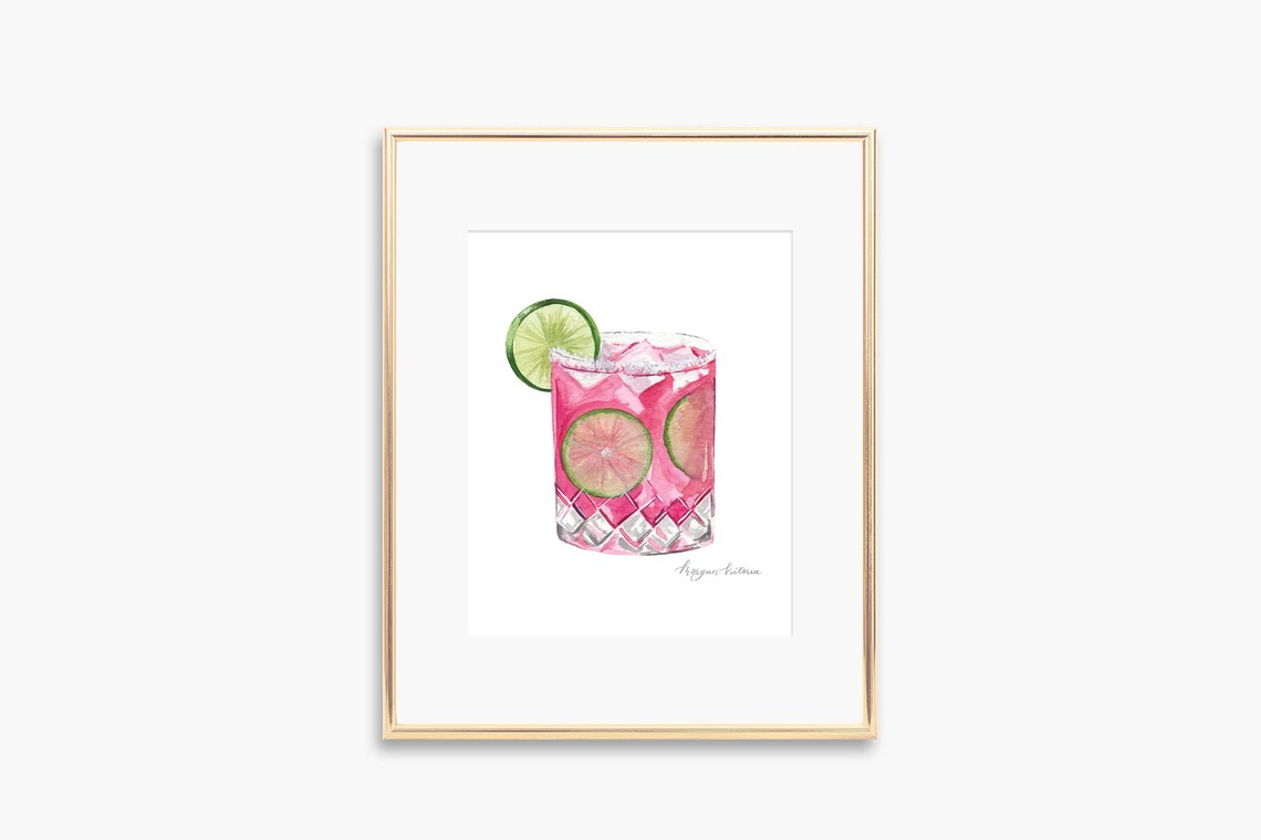 Prickly Pear Margarita Watercolor Art Print