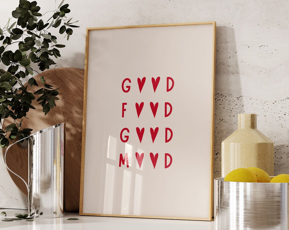 Good Food Good Mood Minimalist Kitchen Art Print