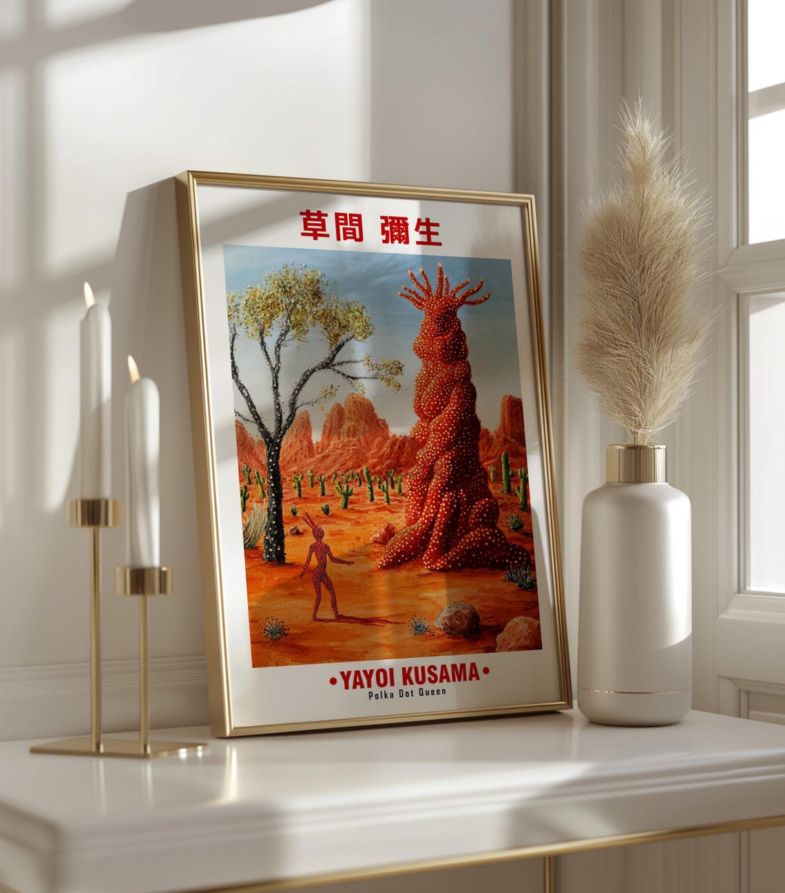 Surreal Red Desert Giant Organic Form Yayoi Kusama Inspired Poster - Image 3