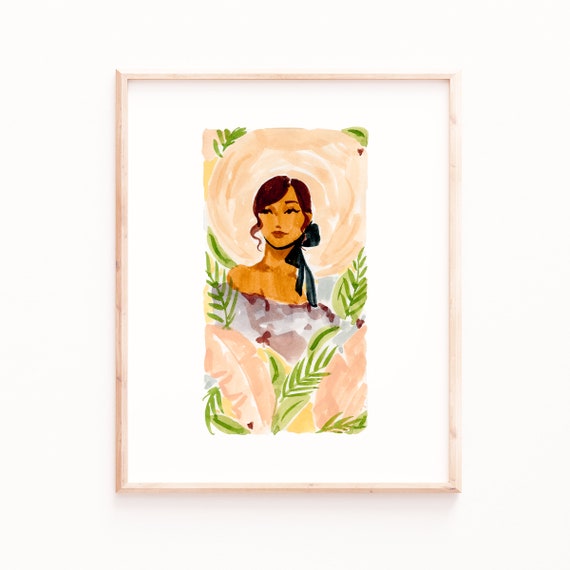 Fashion Watercolor Portrait Art Print, Feminine Decor