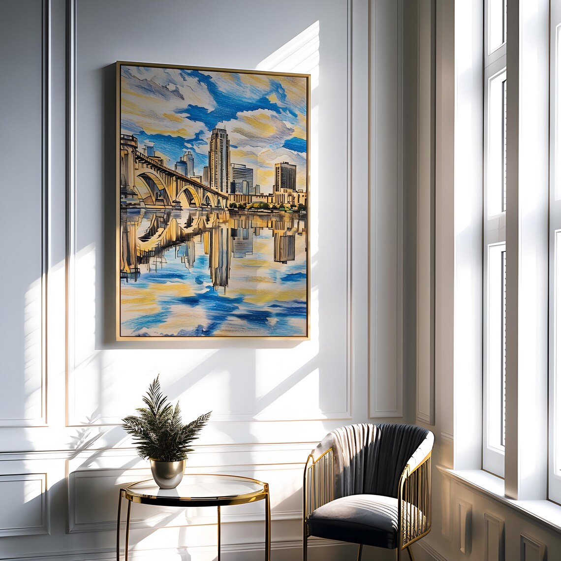 Minneapolis Skyline, Reflected River View Travel Poster - Image 2