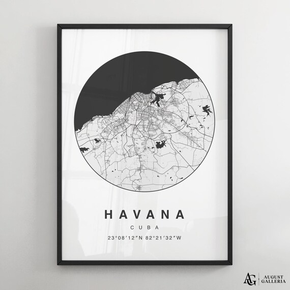 Havana Cuba Minimalist Circular City Map Poster with Coordinates