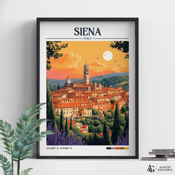 Siena Italy Retro Travel Print, Wanderlust