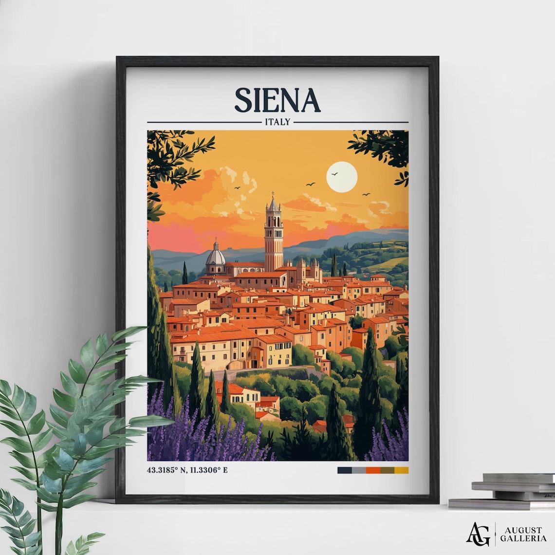 Siena Italy Retro Travel Print, Wanderlust