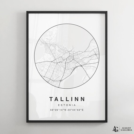 Tallinn Estonia Minimalist City Map Poster with Coordinates Art