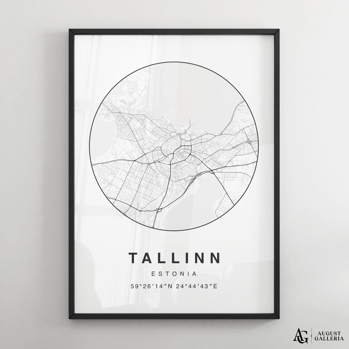 Tallinn Estonia Minimalist City Map Poster with Coordinates Art