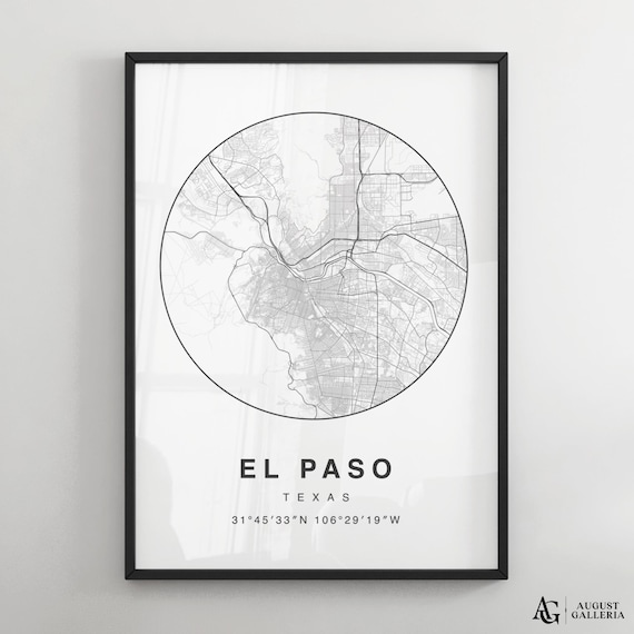 El Paso Texas Minimalist City Map Circle Streets Grid Plan Poster