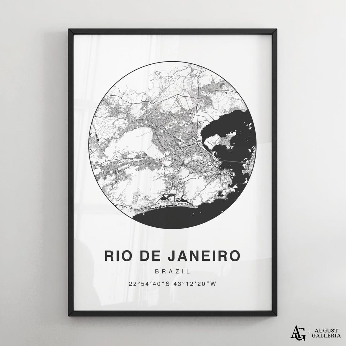 Rio De Janeiro Brazil Beach City Minimalist Black And White Map Poster