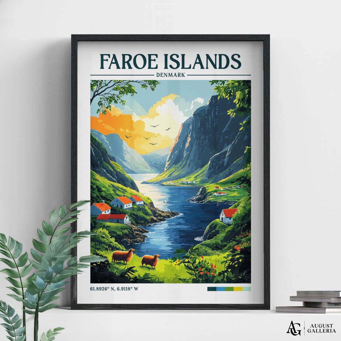 Faroe Islands Retro Travel Poster, Wanderlust