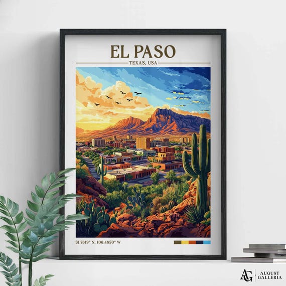 El Paso Texas Retro Travel Poster