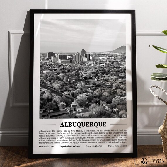 Albuquerque Sandia Mountains Skyline Black And White City Photo Poster