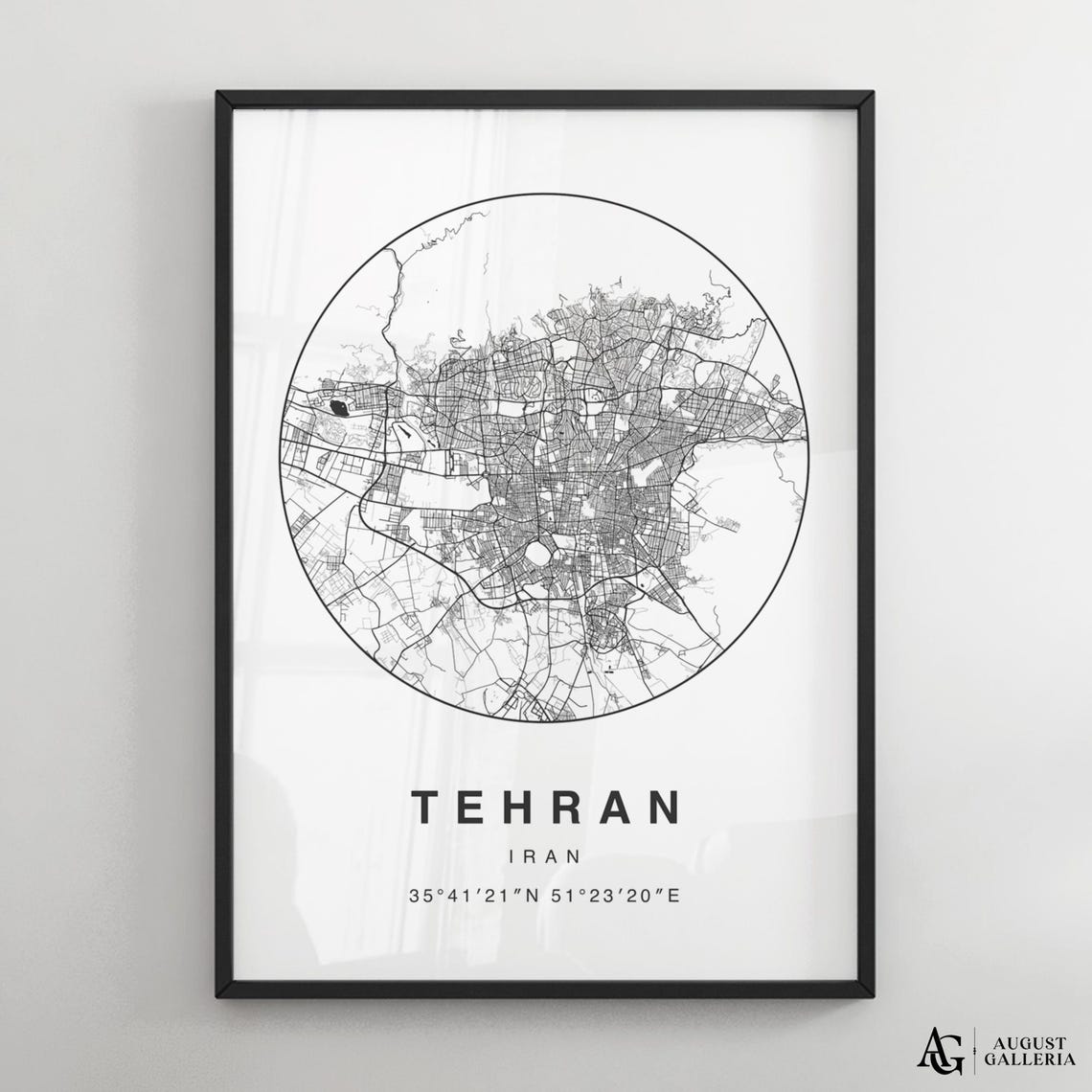 Tehran Iran Minimalist City Map Poster with Coordinates Art Decor
