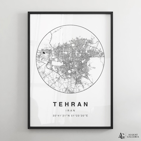 Tehran Iran Minimalist City Map Poster with Coordinates Art Decor