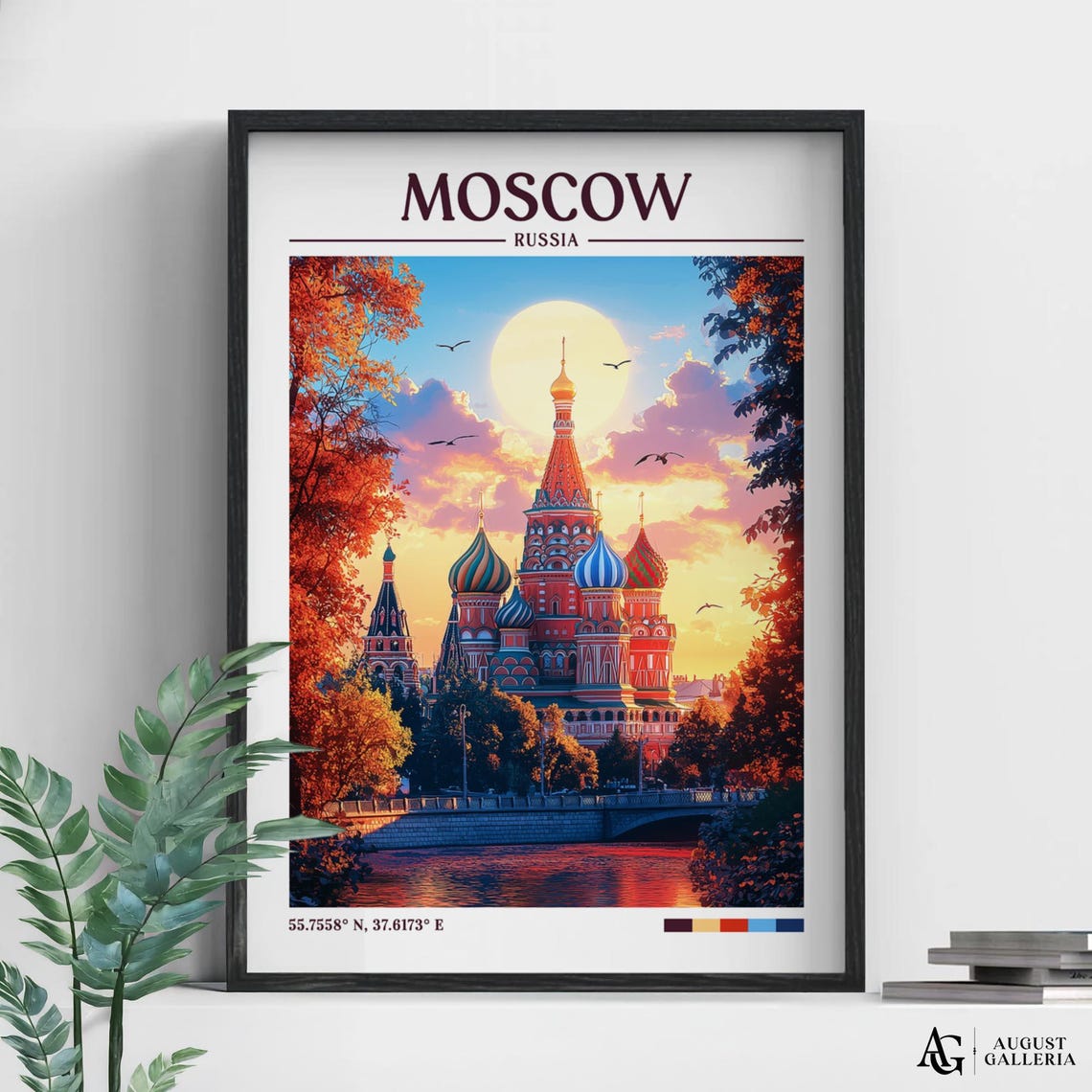 Moscow Russia Retro Travel Print Wall Art Framed Canvas Poster Illustration Wanderlust