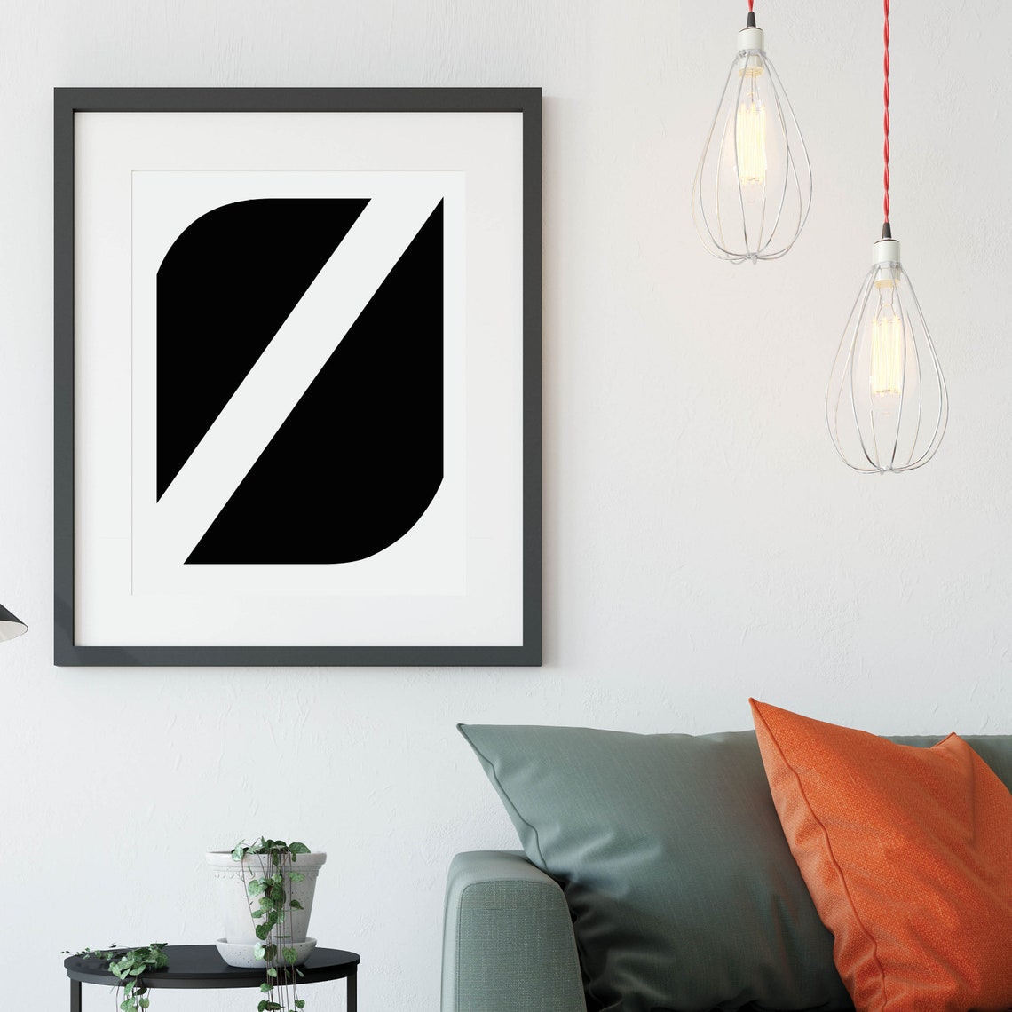 Initial Letter Monogram Black White Serif Gallery Wall Art Trio - Image 3