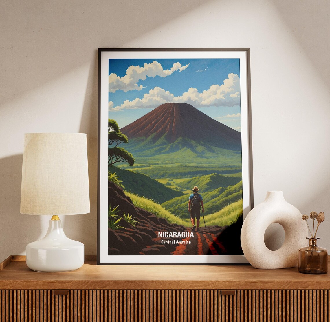 Nicaragua Central America Volcano Hiker Red Lava Trail Poster - Image 3