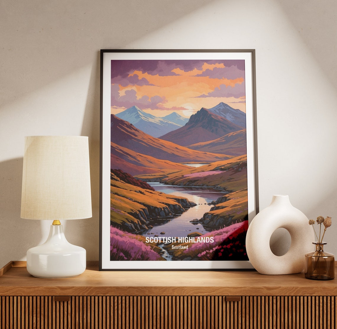 Scottish Highlands Sunset Glen Heather Scotland Travel Poster - Image 3