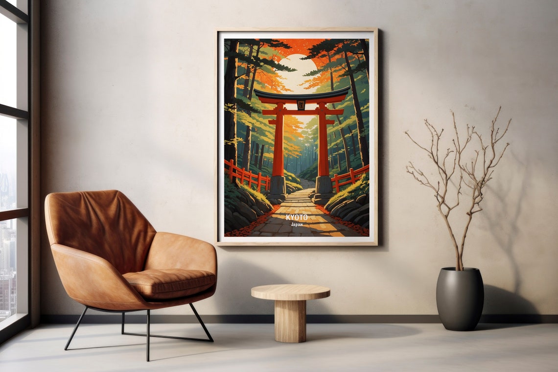 Kyoto Red Torii Gate Forest Shrine Japan Autumn Travel Poster - Image 2