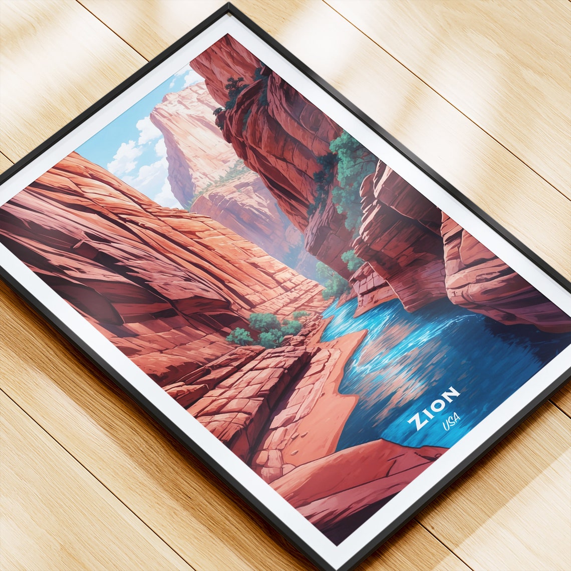 Zion National Park Red Canyon River Narrows View Hiking Poster - Image 4