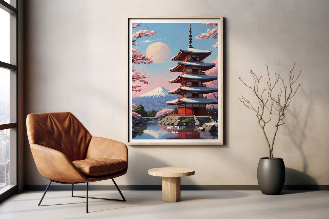 Mount Fuji Chureito Pagoda Cherry Blossom Japan Travel Poster - Image 2