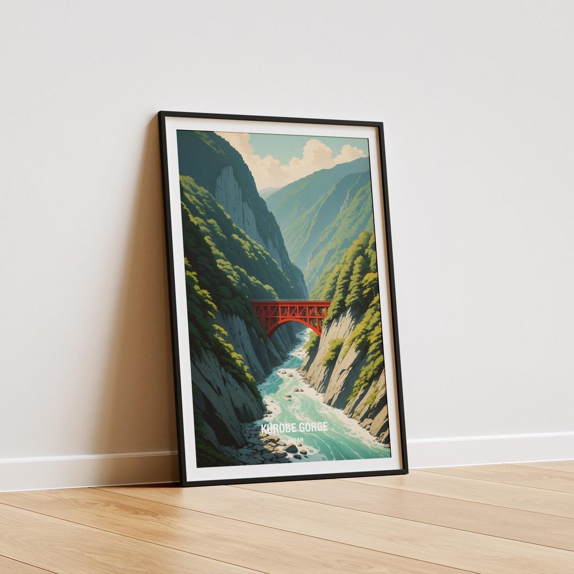 Japan Kurobe Gorge Red Bridge River Canyon Nature Travel Poster - Image 5